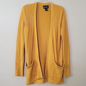 Rachel Zoe Mustard Yellow Open Front Longline Knit Cardigan - Size XS